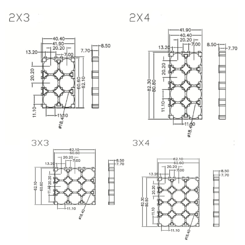 18650 Battery Spacer Holder- 50Pcs