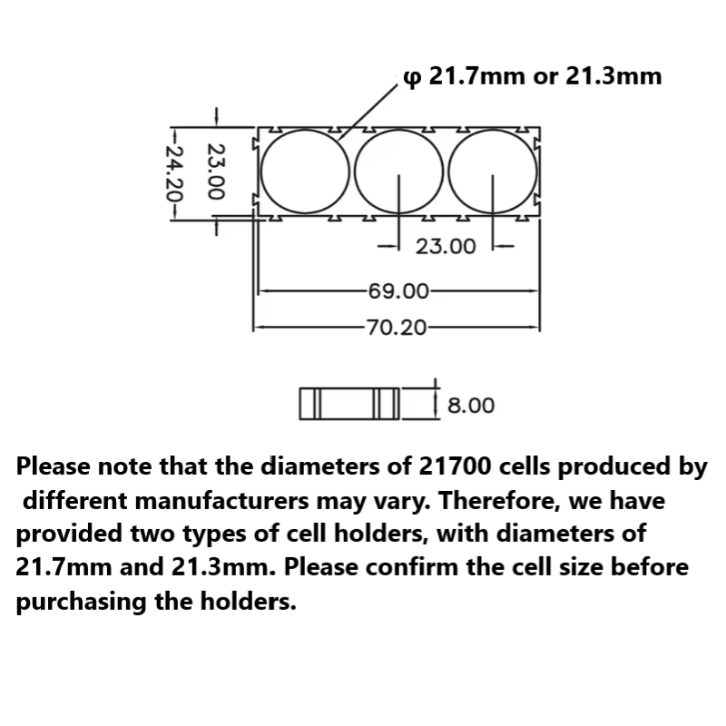 2P/3P 21700 Battery Spacer Holder 50Pcs
