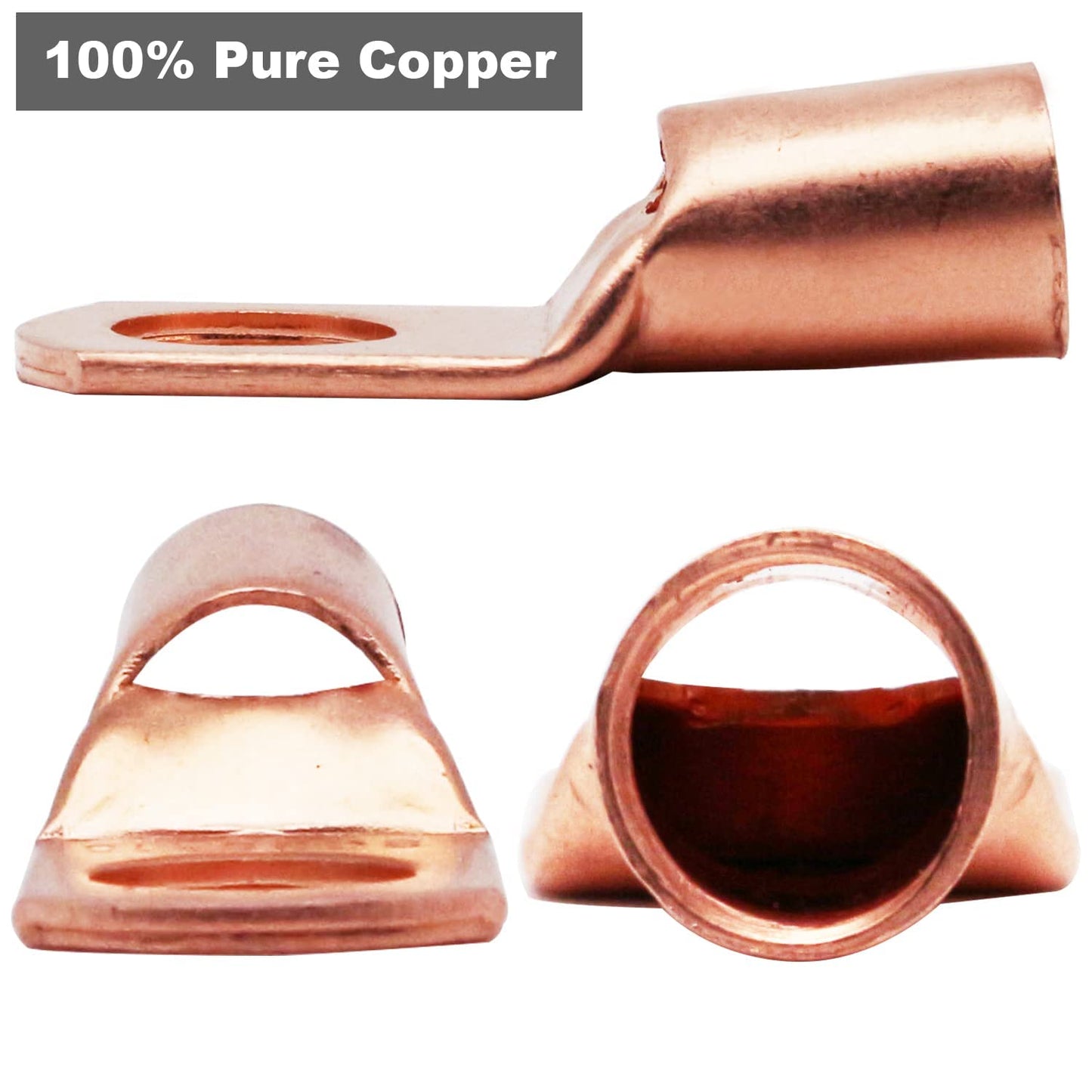 100Pcs Copper Wire Lugs AWG 6 8 10 12 with Heat Shrink Set, 50Pcs Battery Cable Lugs Battery Cable Ends Ring Terminals Connectors with 50Pcs Heat Shrink Tubing