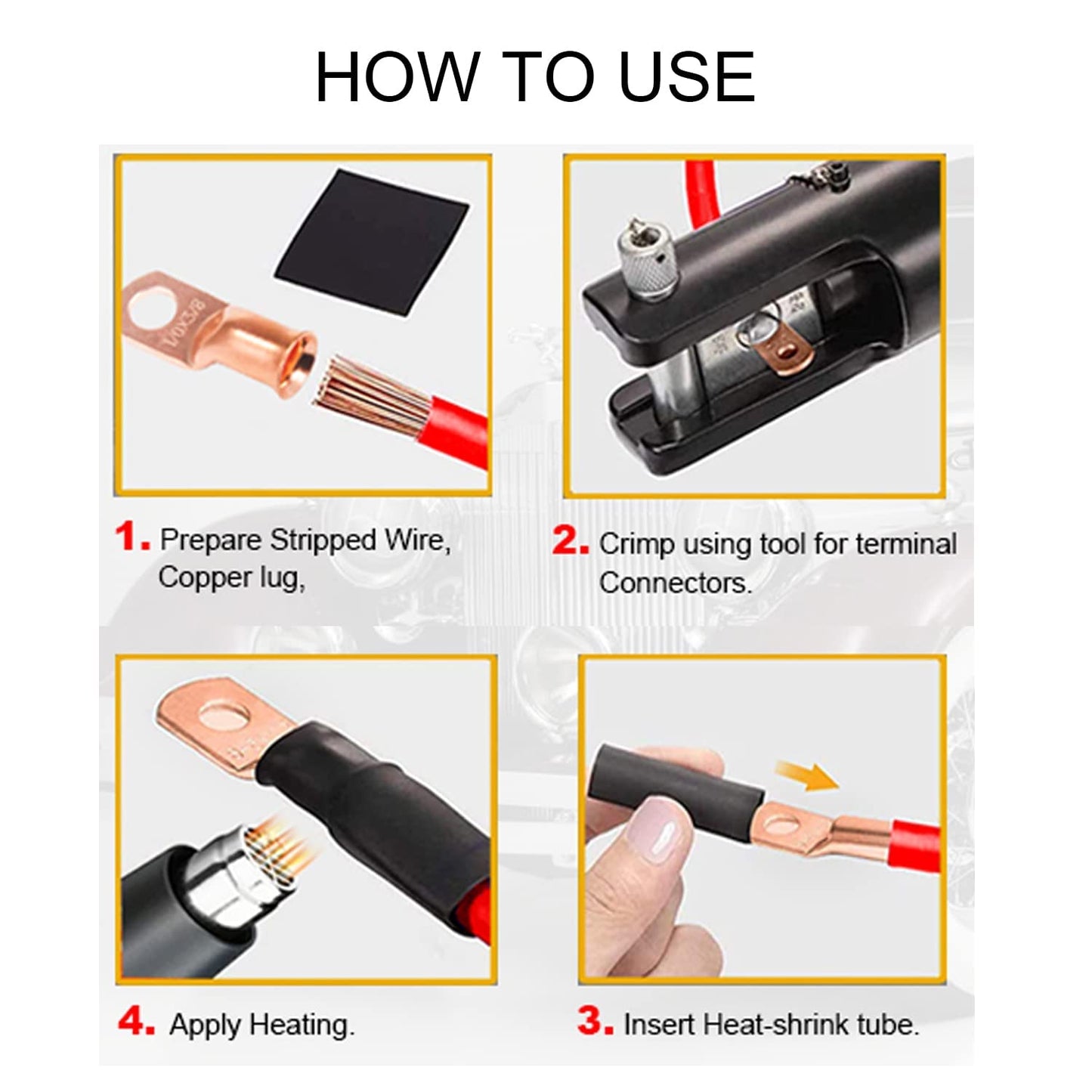 100Pcs Copper Wire Lugs AWG 6 8 10 12 with Heat Shrink Set, 50Pcs Battery Cable Lugs Battery Cable Ends Ring Terminals Connectors with 50Pcs Heat Shrink Tubing