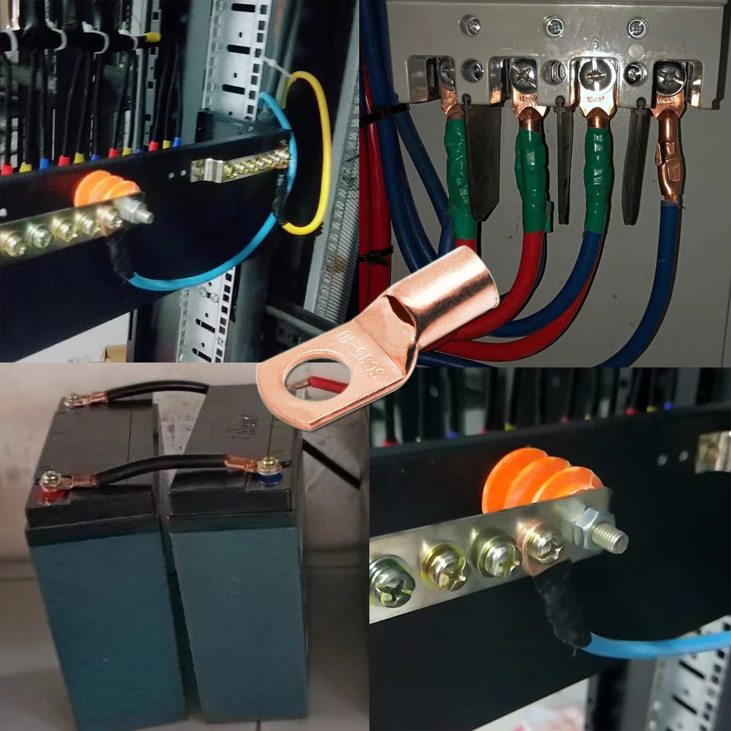 100Pcs Copper Wire Lugs AWG 6 8 10 12 with Heat Shrink Set, 50Pcs Battery Cable Lugs Battery Cable Ends Ring Terminals Connectors with 50Pcs Heat Shrink Tubing