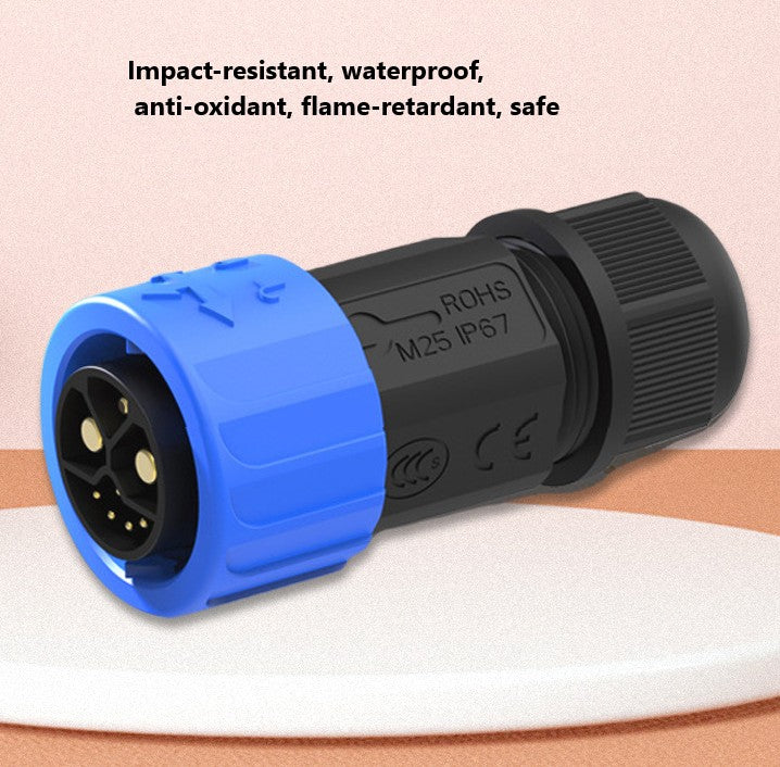 2 Pairs M23 self-locking waterproof aviation connector, 50A, 2+1+5 PIN