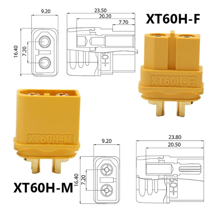 XT60H Connector for Battery pack-5 Pairs